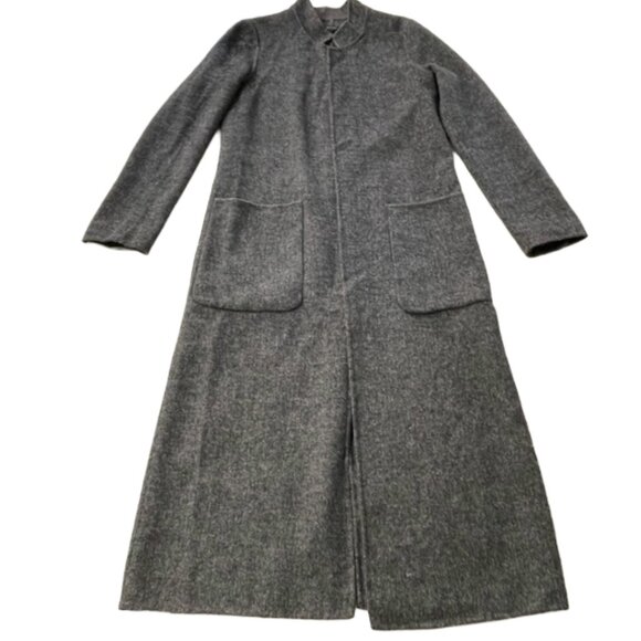 Zara Handmade Wool Charcoal Gray Oversized Open Front Coat, Size XS/Size 2-4 - Picture 4 of 7